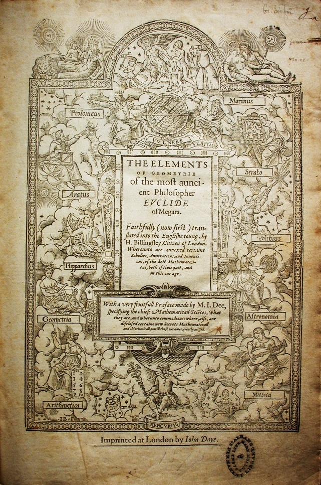 Illustration du manuscrit du théorème d'Euclide, traduite en anglais