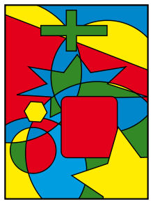 Vitrail colorié avec 4 couleurs seulement